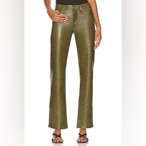 AGOLDE Sloane Straight in Grass Faux Leather Pants Green size 31 NWT‎